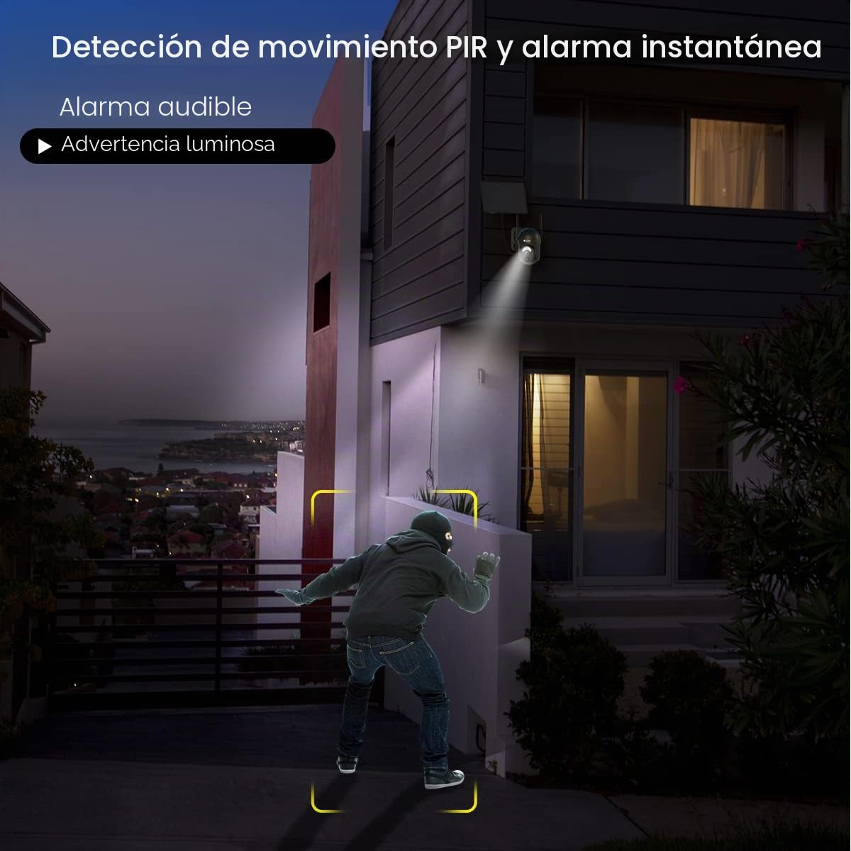 Ctronics 2K 3MP Cámara de Vigilancia WiFi Exterior Solar con Batería 2304X1296P Cámara Seguridad Exterior Sin Cable 360° PTZ Detección Persona PIR Visión Nocturna Color Audio Bidireccional IP66