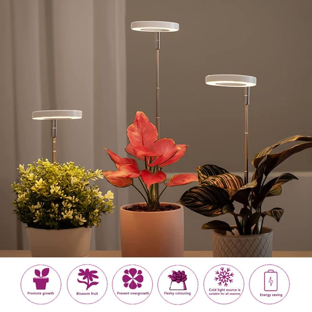 Andy's Orchids Luz LED de crecimiento, altura ajustable, espectro completo, 360 lúmenes, 40 cuentas LED, alimentación por USB, blanco, acrílico y metal, diseño moderno, uso en interiores