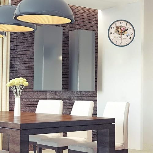 Miniatura 5 de YeYo Reloj de pared de flores de estilo europeo simple sin marco, madera MDF impermeable, decoración artística silenciosa para el hogar, sala de