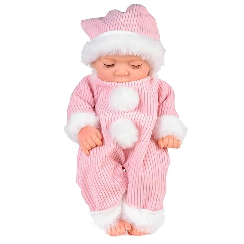 LOWGAL Muñeca de bebé Reborn de 10 pulgadas, pequeña y suave, con sombrero rosa y overol lavable, extraíble para mayores de 3 años