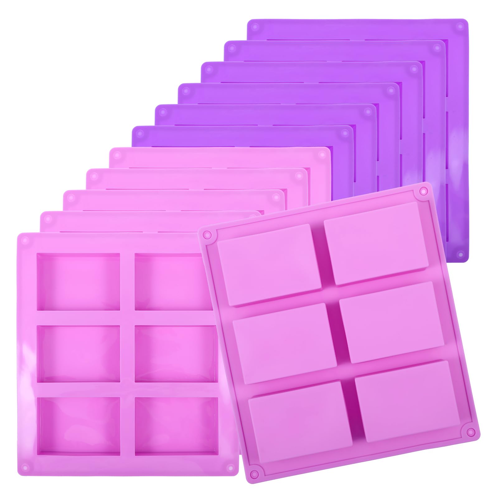 Photo 1 of 12 Packs 72 Cavity Rectangular Silicone Soap Molds, Purple Silicone Soap Making Molds Bulks, Cake Baking Molds, Soap Mold for Soap Making Handmade DIY Scented Candles Supplies Tools