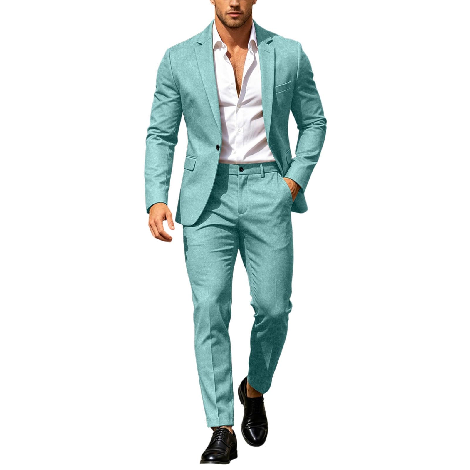 Generisch Einfarbige Zweiteilige schmal geschnittene Anzughose formelles Business Jackett ideal für Hochzeiten Elegante Herrenmode im schlanken Design