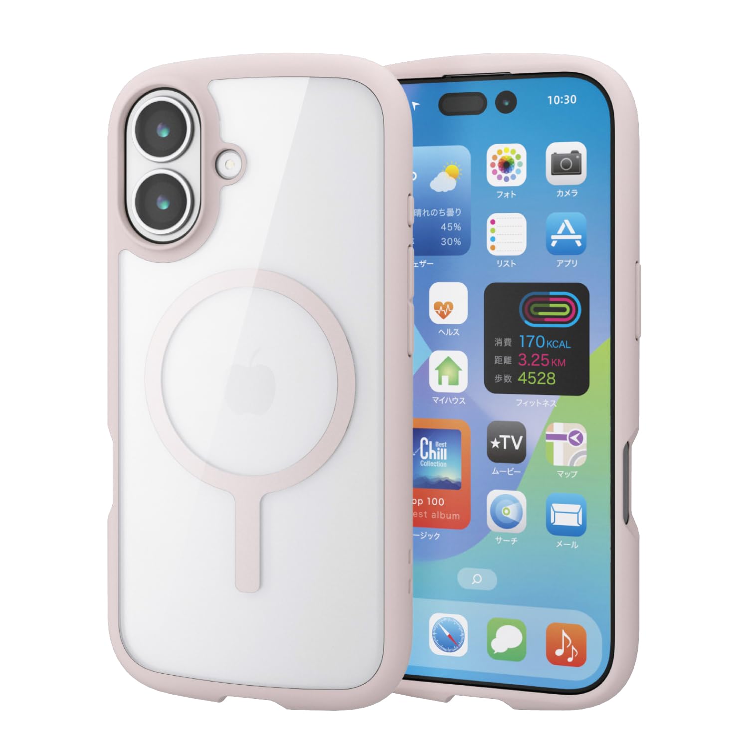 エレコム iPhone 17 ケース カバー クリア 耐衝撃 衝撃吸収 マグネット ハイブリッド 薄型 軽量 ストラップホール付き 全周エアークッション ストラップホルダーシート付 TOUGH SLIM LITE ピンク PM-A25ATSLFCMPN