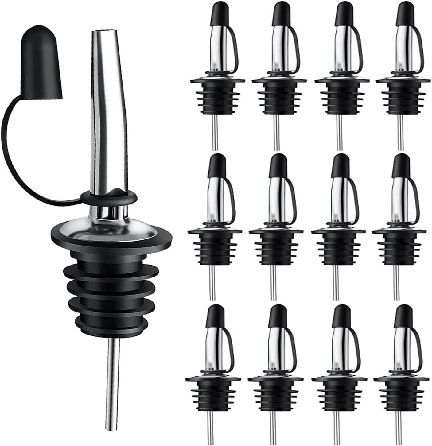 12 Pack Liquor Pour Spout, Pour Spouts for Bottles, Pour Spout for Liquor Bottles iquor Bottle Pourers for Alcohol, Speed Pourers, Liquor Pourers with Dust Caps,Olive Oil, Bar Bartender Access