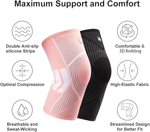 Miniatura 2 de Paquete de 2 rodilleras para dolor de rodilla, para mujeres y hombres, para dolor de rodilla, manga de compresión, desgarro de menisco, ACL,