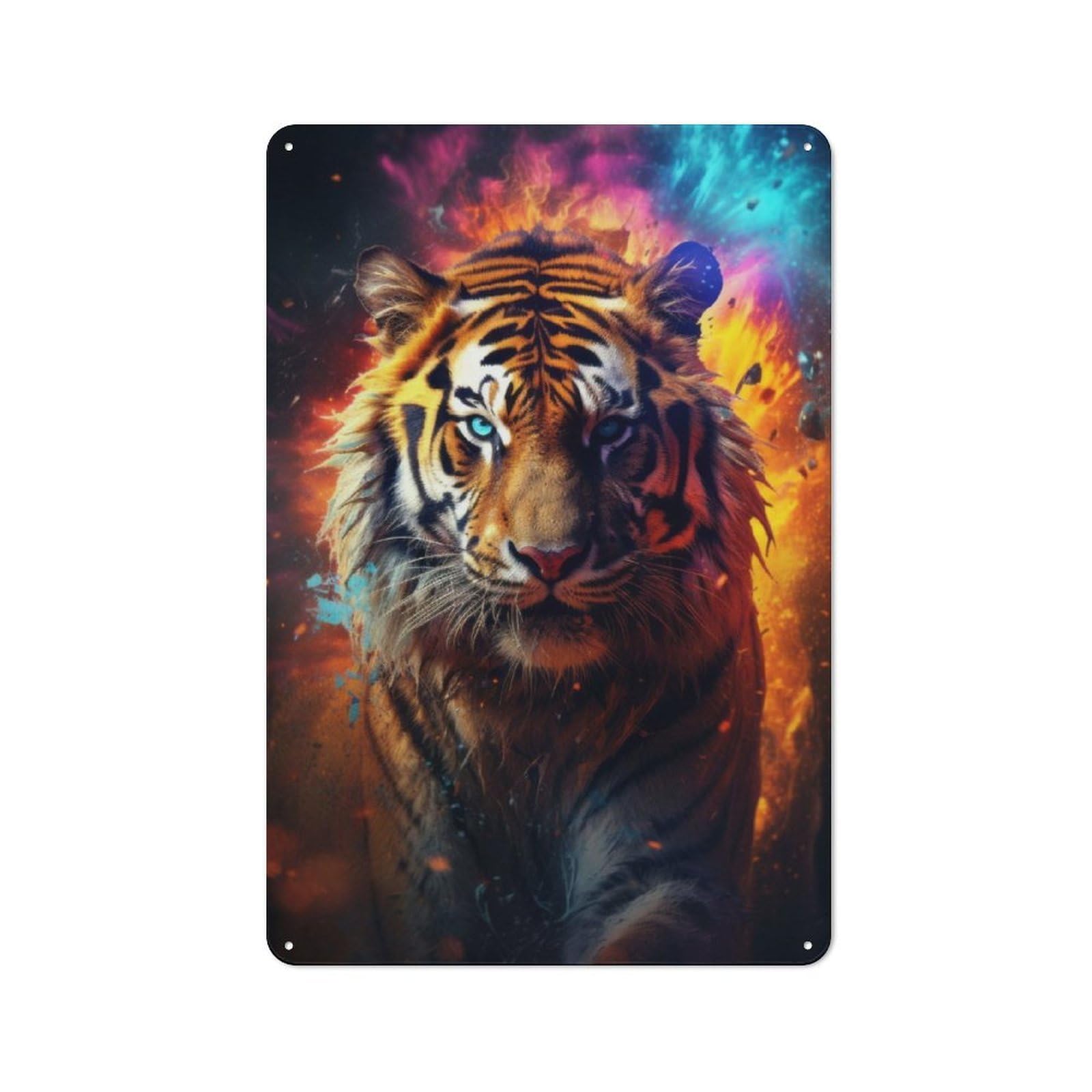 Rustic Surreal Fantasy Tiger Tin Wall Sign 30x20cm, Kitchen Wall Decor for Bakery, Diner, Cafe Or Family Room