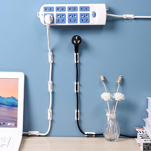 Miniatura 5 de Paquete de 20 clips para cables, organizadores de alambre autoadhesivos, soportes para organización de cables para el hogar, la oficina y el