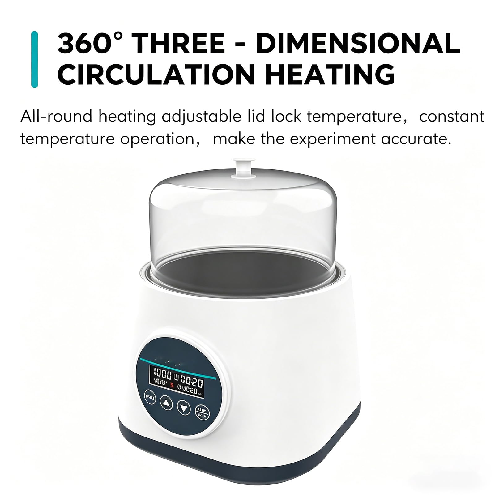 Digitales Thermostatisches Wasserbad, Labor-Heizbad aus Edelstahl, Doppel-LED-Display, einstellbare Öffnungen, Timer, Überhitzungsschutz, Temperaturgenauigkeit ±0,1°C für Labor, Forschung und Indust