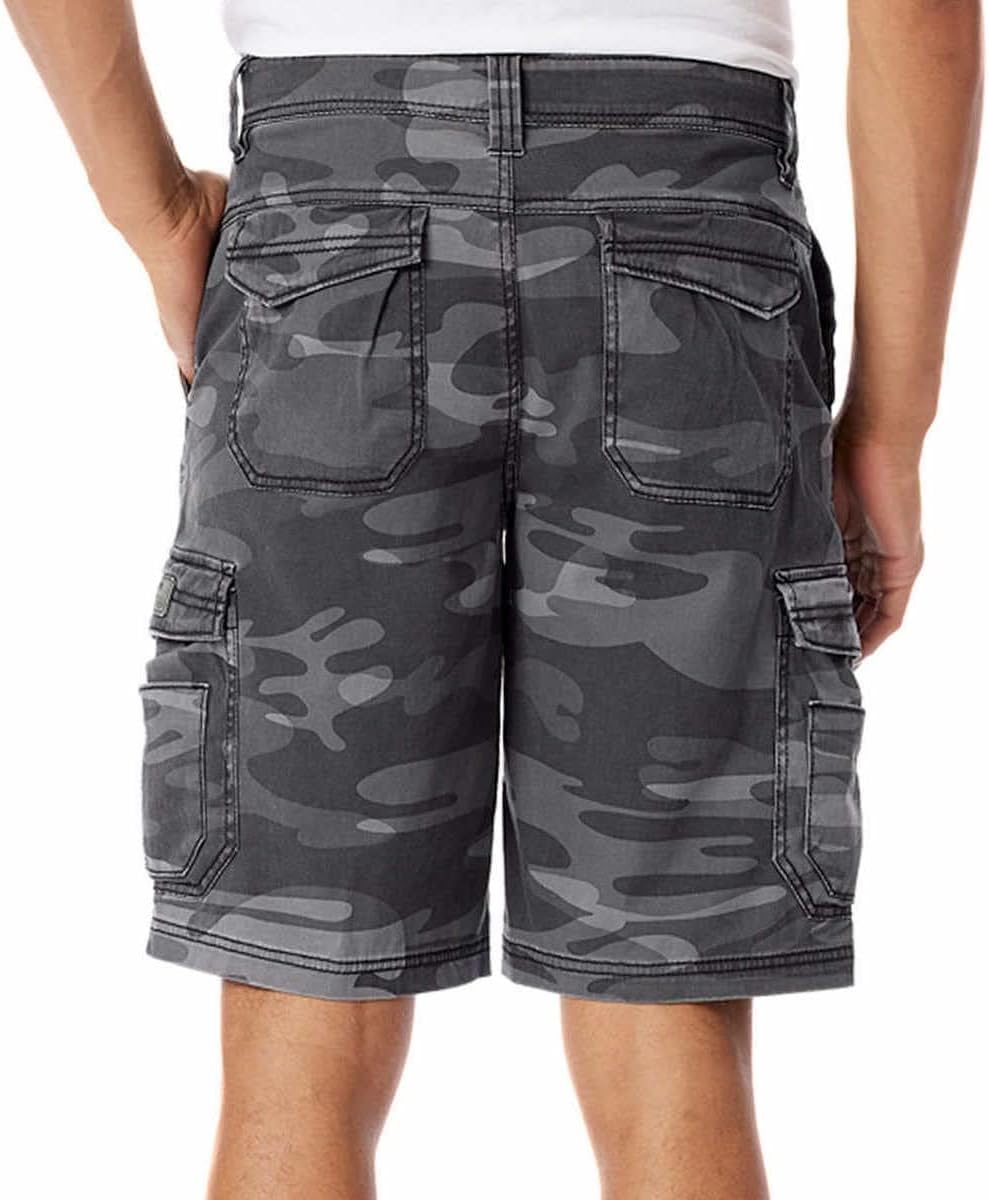 UNIONBAY Mens Midweight Flex Waist Cargo Shorts (Black Camo, 42)