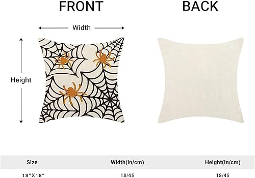 Miniatura 9 de Fundas de almohada de Halloween de 16 x 16 pulgadas, juego de 2 bonitas fundas de almohada de fantasma, fundas de almohada decorativas de Halloween