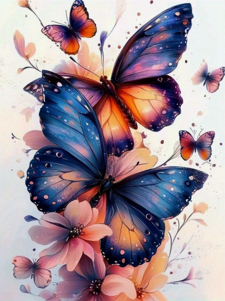 Brennora Stamped Cross Stitch Kits for Adults Butterfly 11CT Counted Cross-Stitch Embroidery Patterns Beginners Home Decor 16x20 inch
