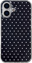 QLTYPRI Case for iPhone 17 (6.3 Inch), Polka Dot, TPU Cover, Stylish, Korean, Cute, Dotted, Slim, Lightweight, Shockproof, Wireless Charging Compatible, With Strap Hole, Smartphone Case, Black