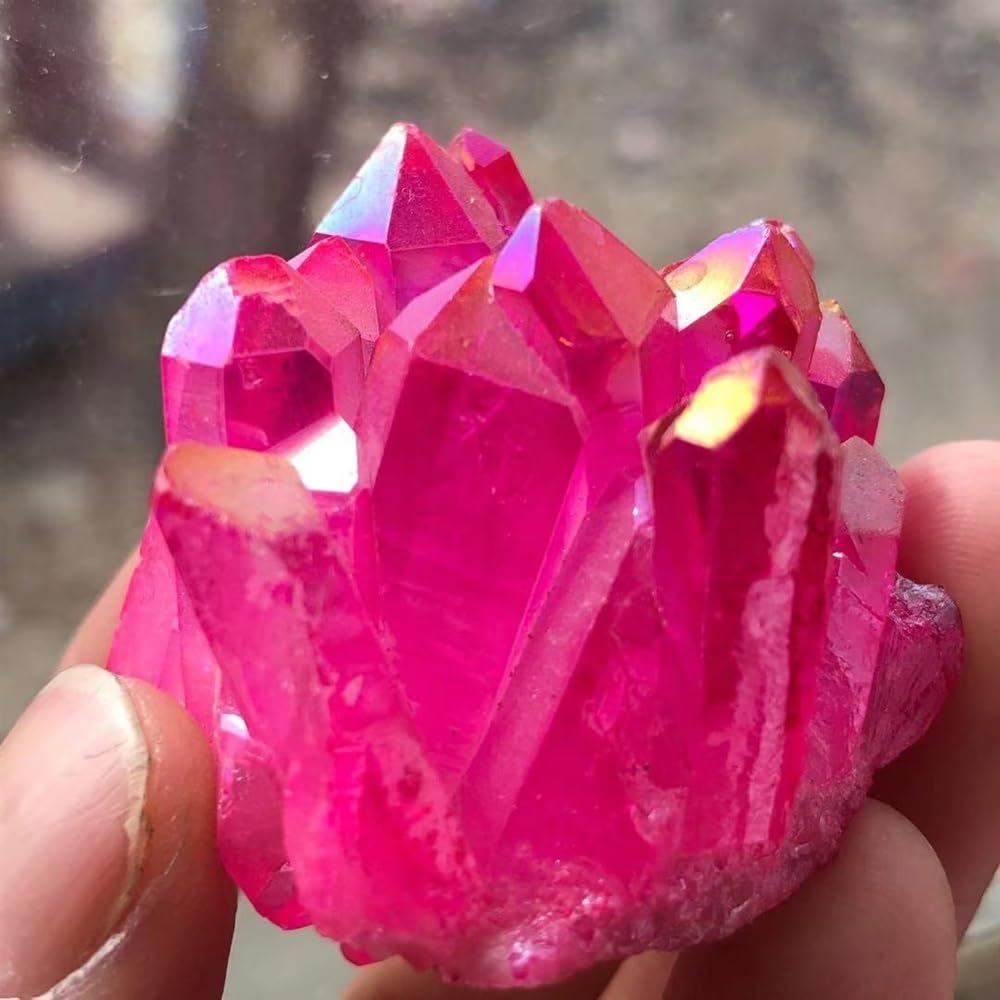 Red Titanium Rainbow Halo Quartz Cluster Crystal Point Ornaments (Size : 1pcs)