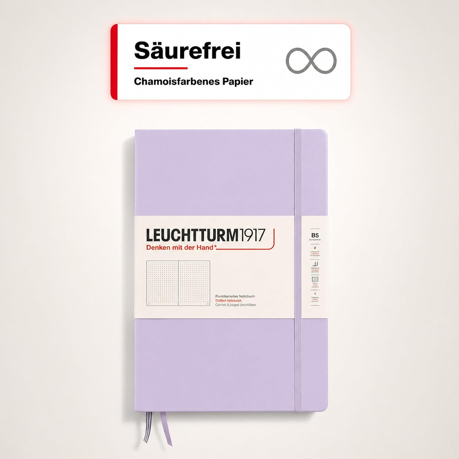 LEUCHTTURM1917 - Notebook Hardcover Composition B5-219 Numbered Pages for Writing and Journaling (Lilac, Dotted) image 4