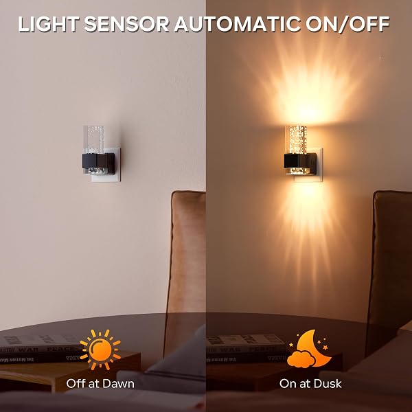 Quntis Luce Notturna da Presa con Sensore Crepuscolare, Luce Notturna con Design a Bolla in Acrilico, 3 Livelli di Luminosità Regolabile, 2 Pezzi Luci Notturne da Presa, 3000K Bianco Caldo - 2