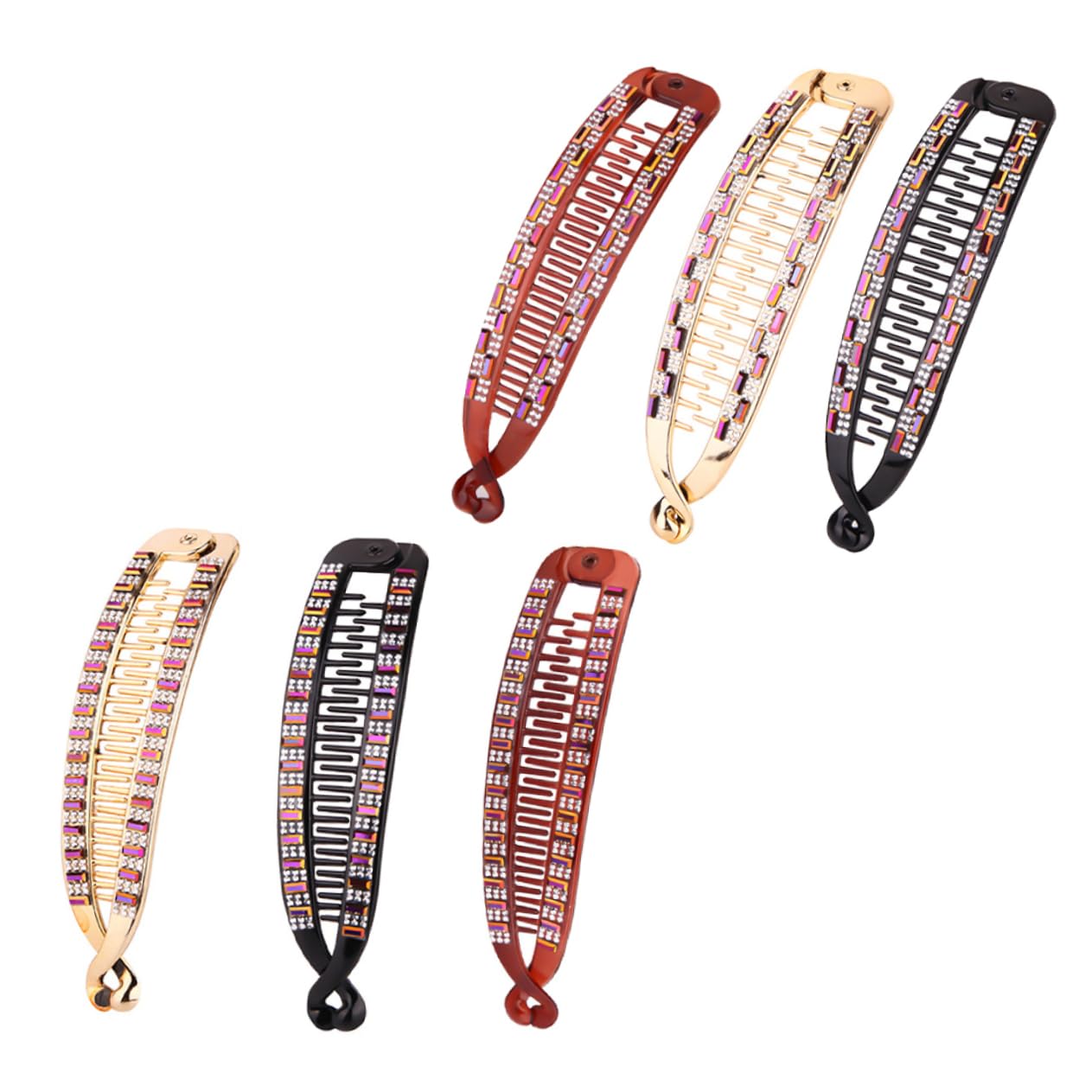 WOONEKY 3er-set Haarspangen Mit Strasssteinen Für Damen Pferdeschwanzhalter Zubehör 6 Stück X 3