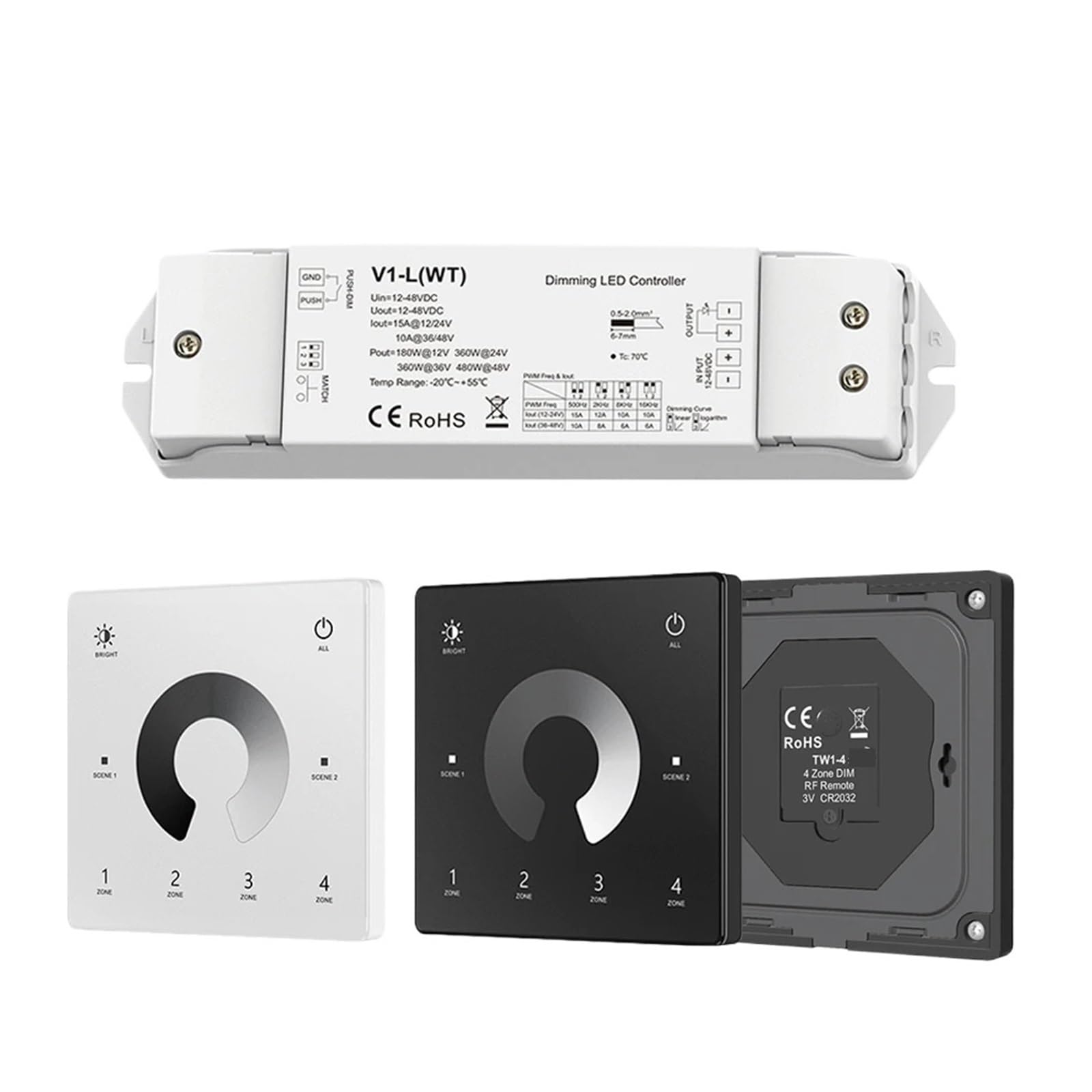 Variateur LED gradient mode et télécommande tactile 4 zones V1-L - 3