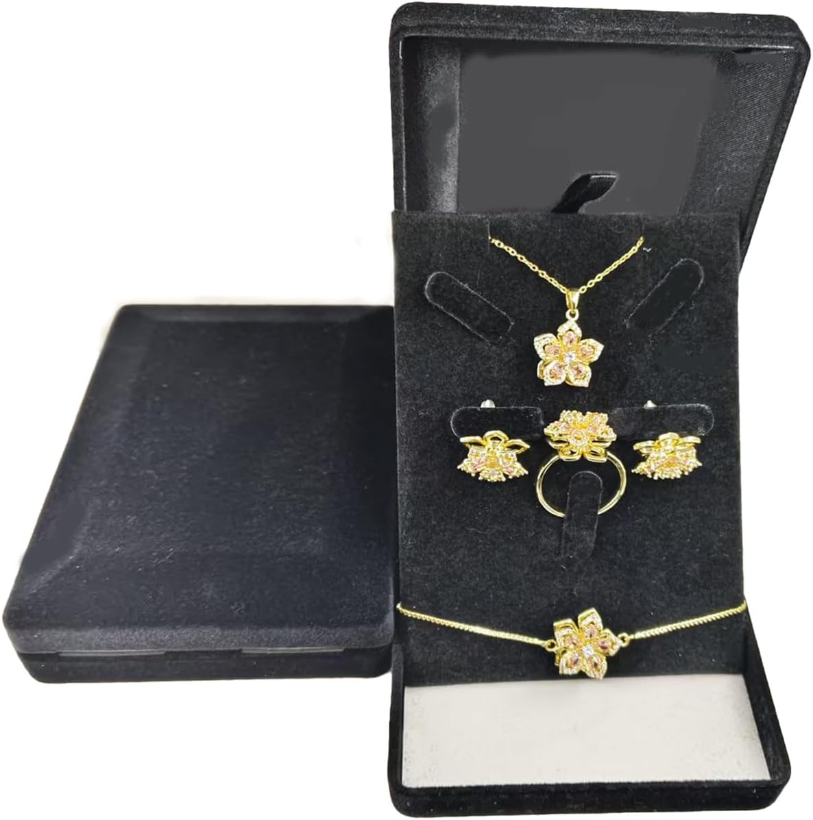 Necklace for Women Gold Flower Fidget Necklace Rotatable Crystal Silver Blossom Pendant Necklaces Adjustable Spinning Fidget Necklaces Redbud Flower Choker Funny Gift Jewelry