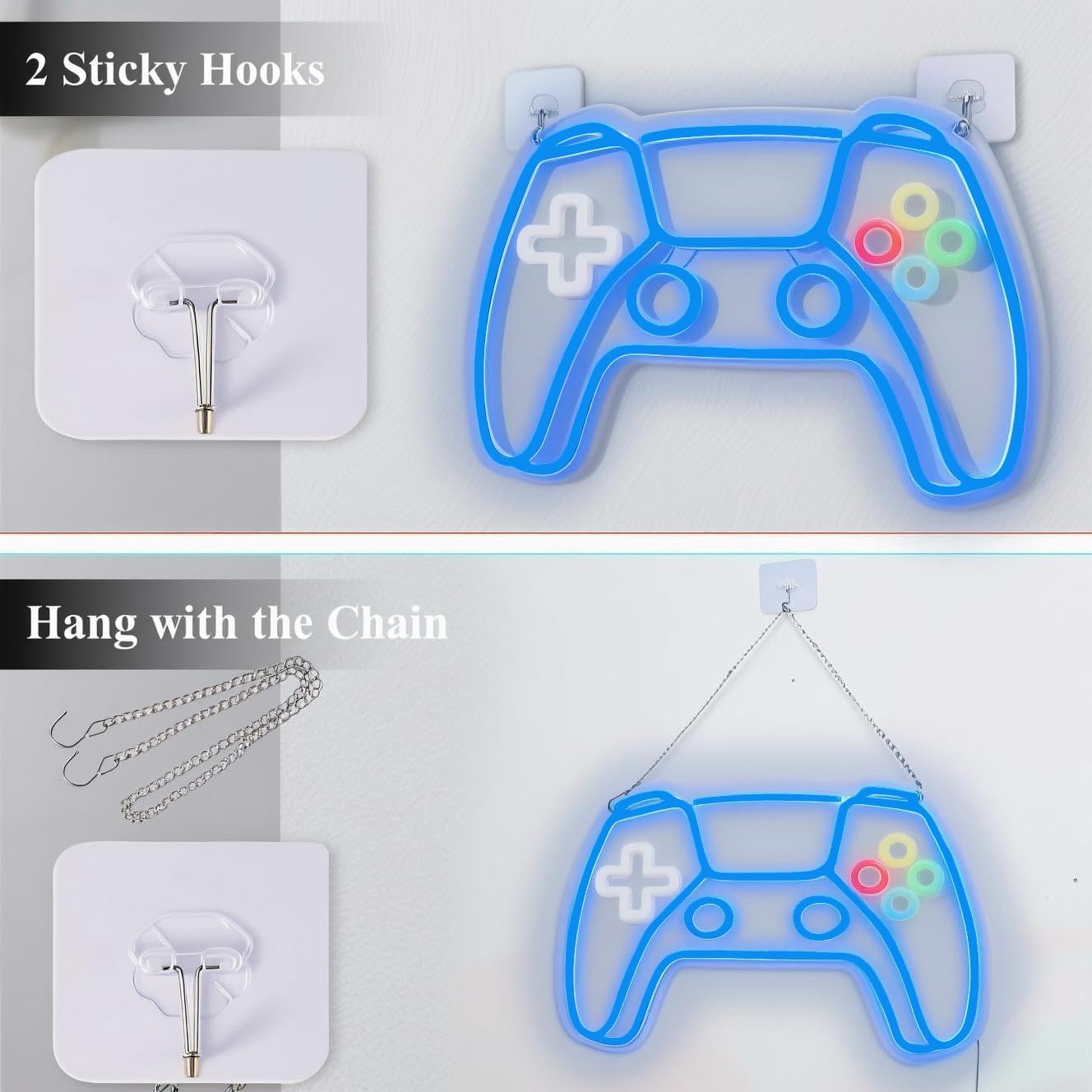Gamer Neon Sign - Gamepad Shaped LED Gaming Sign, Dimmable USB-Powered Gaming Light for Gamer Room Decor, Boys Bedroom & Teen Gifts - Cool Neon Art for Gamers