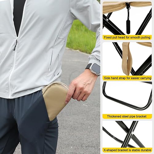 Miniatura 5 de Taburetes plegables para camping, taburete de pesca plegable portátil, silla plegable compacta ligera para senderismo al aire libre, viajes, picnic