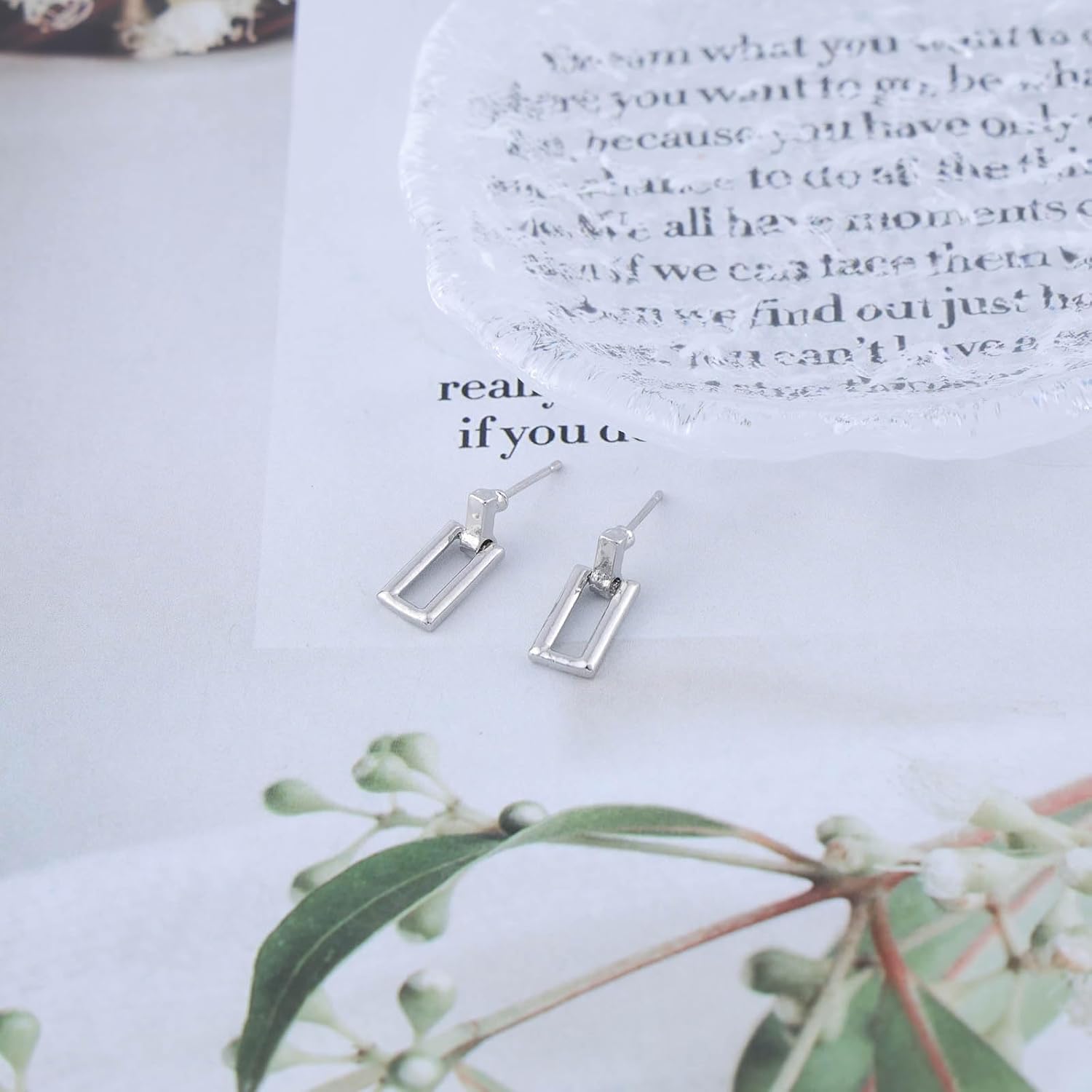 Vintage Oblong Rectangle Stud Earrings Gold Hollow Square Earrings Minimalist Hoop Earrings Square Oblong Earrings Jewelry for Women and Girls - Image 6