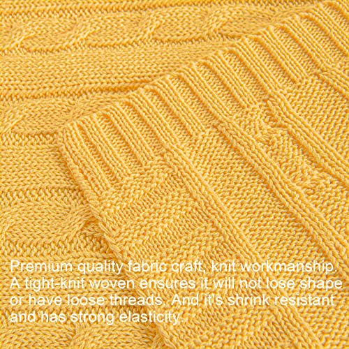 Image of NTBAY 100% Pure Cotton Cable Knit Toddler Blanket, Super Soft Warm Breathable 30x40 Baby Blanket for Crib, Stroller, Nursery, Travel, Newborn, 30x40 Inches, Yellow