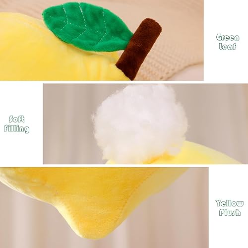 Miniatura 2 de Marble Empire Almohada de limón para sofá, almohada decorativa en forma de fruta amarilla de 15 pulgadas, almohada de felpa suave para abrazar sala