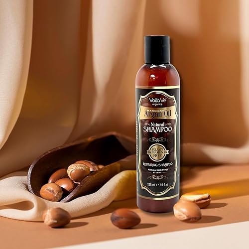Miniatura 6 de VoilaVe Champú marroquí de aceite de argán, champú sin sulfatos para el crecimiento del cabello, champú hidratante y reparador para cabello seco,