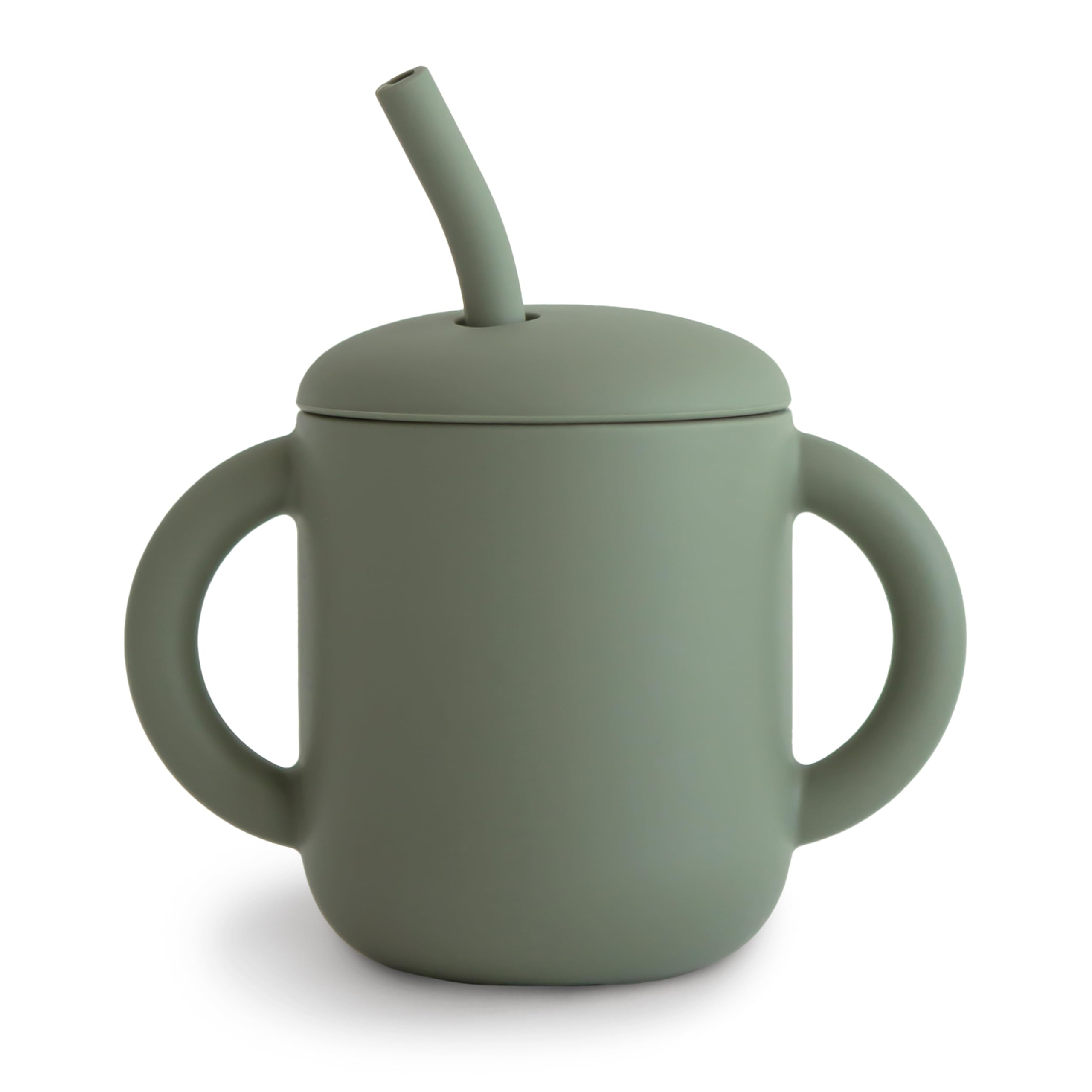 mushie 100% Silicone Training Cup & Straw for Toddlers | 6 Months+ (Dried Thyme)