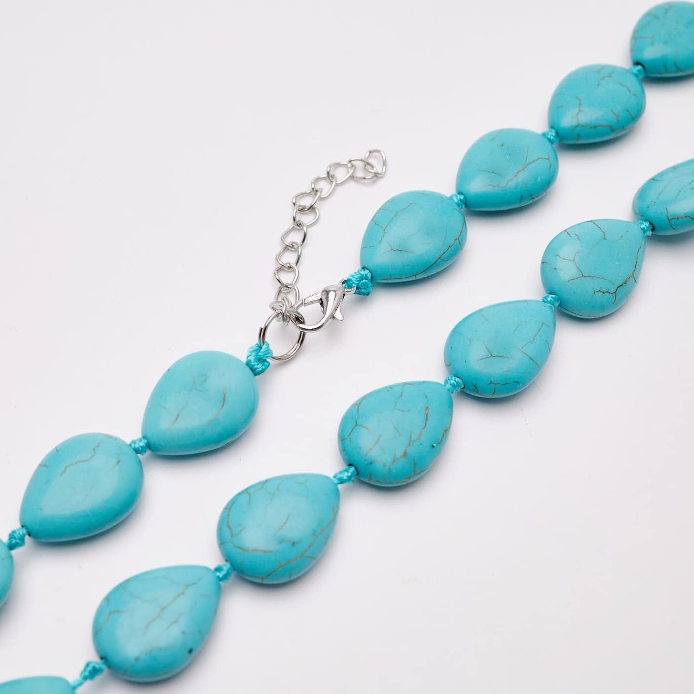Women's Handmade Gemstone Necklace - TearDrop Shaped Natural Gemstone Beaded Necklace for Women Ladies Jewelry Gift for Women