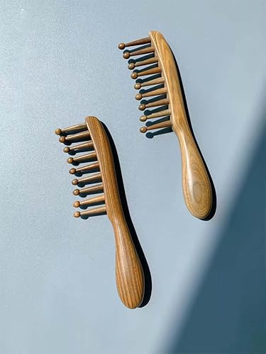 Miniatura 5 de Eyepkildly Peine de masaje meridiano de nueve dientes, peine de masaje para cuero cabelludo, Gua Sha, verde sándalo, masajeador de cabeza para el