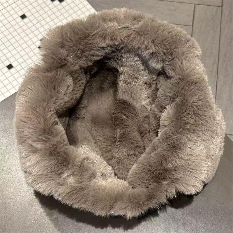 Winter Pilot Hat with Faux Fur, Windproof Suede Leather Aviator Hat for Skiing Cycling, Cold Weather Outdoor Activities