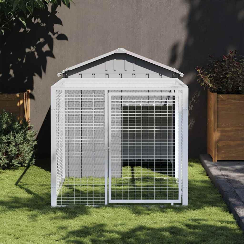 Jaula para pollos con caño gris claro, 117 x 201 x 123 cm, acero galvanizado, para jaula de pollos, animales pequeños, jaula para pájaros y mascotas