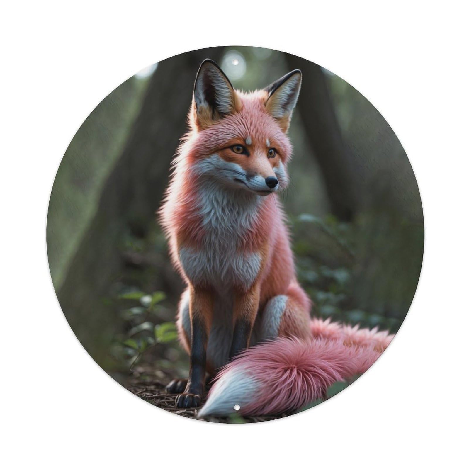 Cwbufd Vintage Style Animal Red Fox Forest Nature Wildlife Tranquil Woodland Scene Vintage Metal Tin Sign Plaque Wall Decor For Cafe, Club Bar, Office, Garden Metal Poster 8X8inch