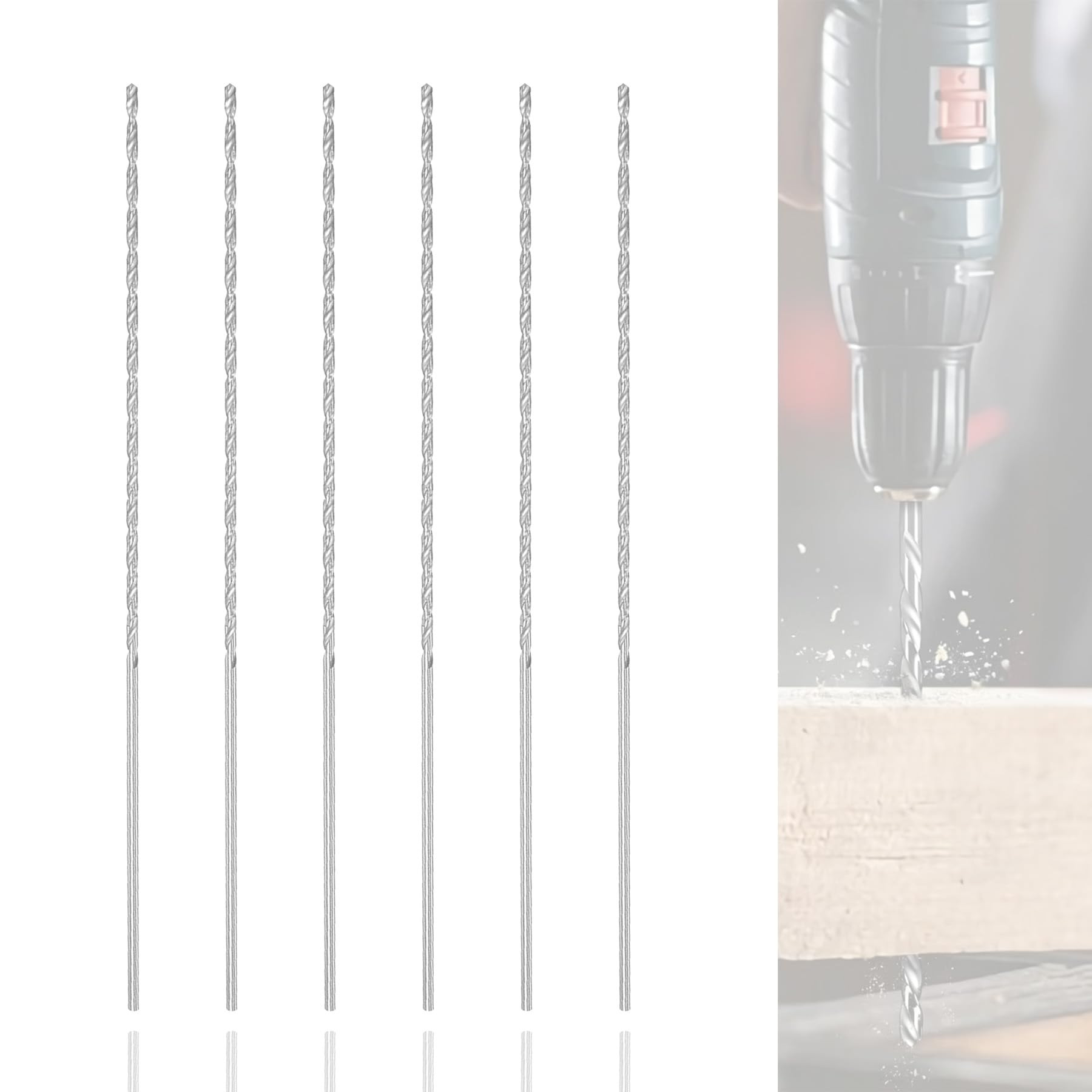 Kiyraglo 2mm Extra Long HSS Twist Drill Bits – 160mm Length, Straight Shank, for Wood Metal Aluminum & Plastic, High Speed Steel Drill Bit Set of 6