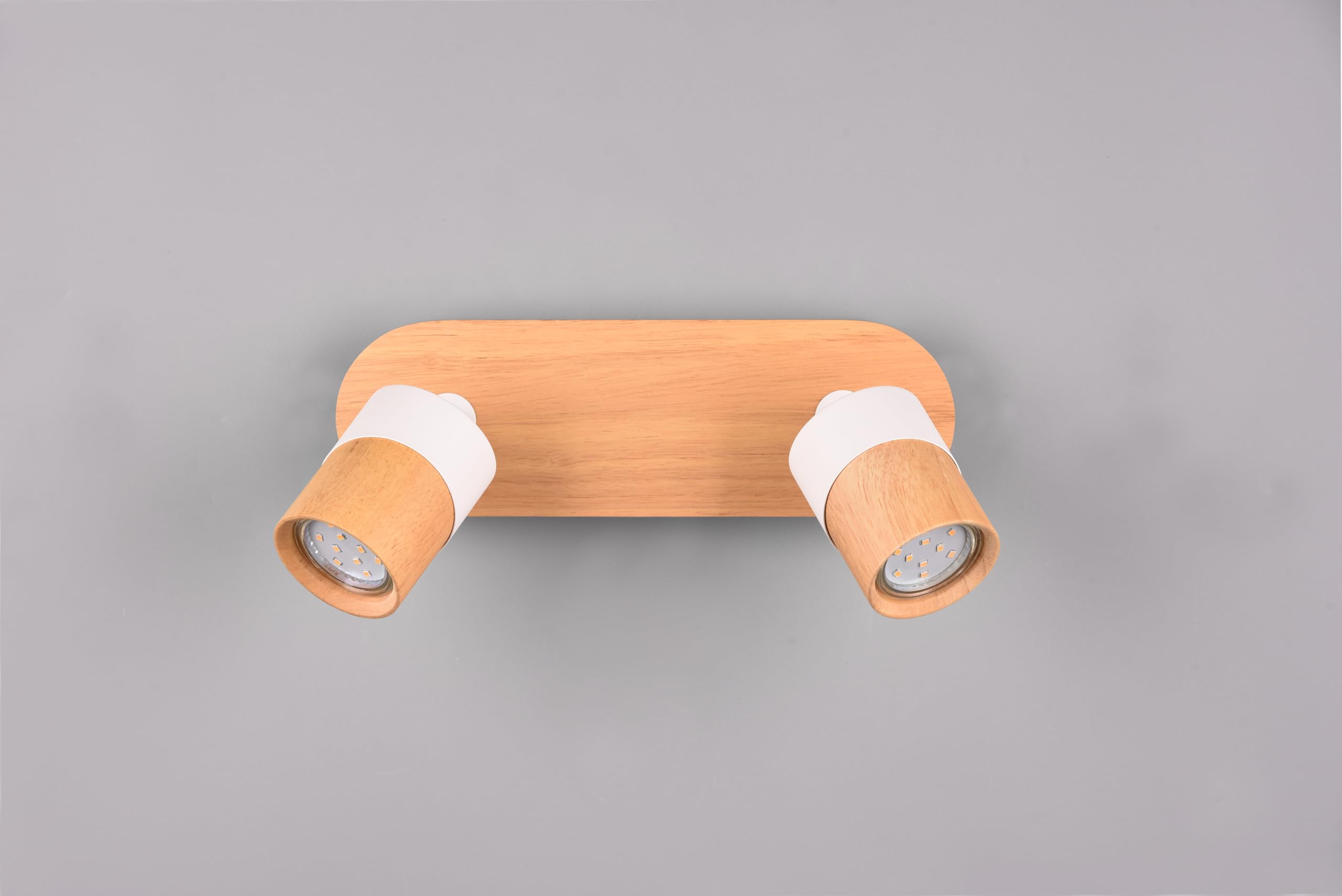 Trio Lampada da soffitto Aruni 801100231, metallo bianco opaco, legno naturale, escl. 2x GU10