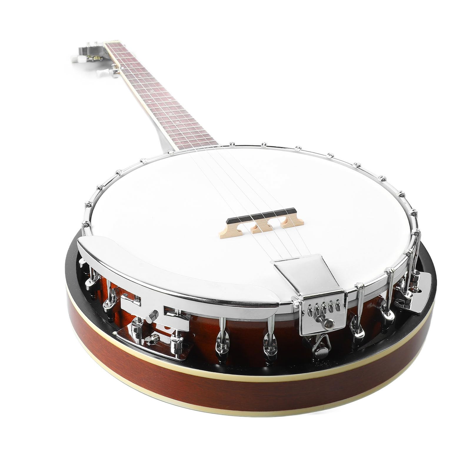 Banjo 5 Corde Professionali, Banjo a Grandezza Naturale con Risonatore, Manico in Acero e Tastiera in Sapele, per Adulti, Viaggi Musicali e Principianti