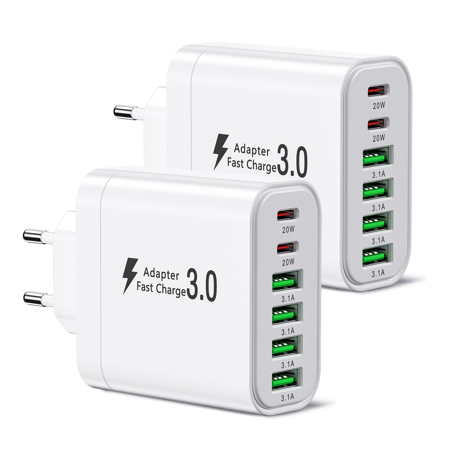 USB C Ladegerät, Multi Port Ladestecker, 52W 6-Port Ladeblock, Dual PD Schnellladegerät, USB C Wandladegerät C-Typ Stecker, USB Adapter kompatibel mit iPhone 12/13/14/15/Samsung S24/S23/S22.