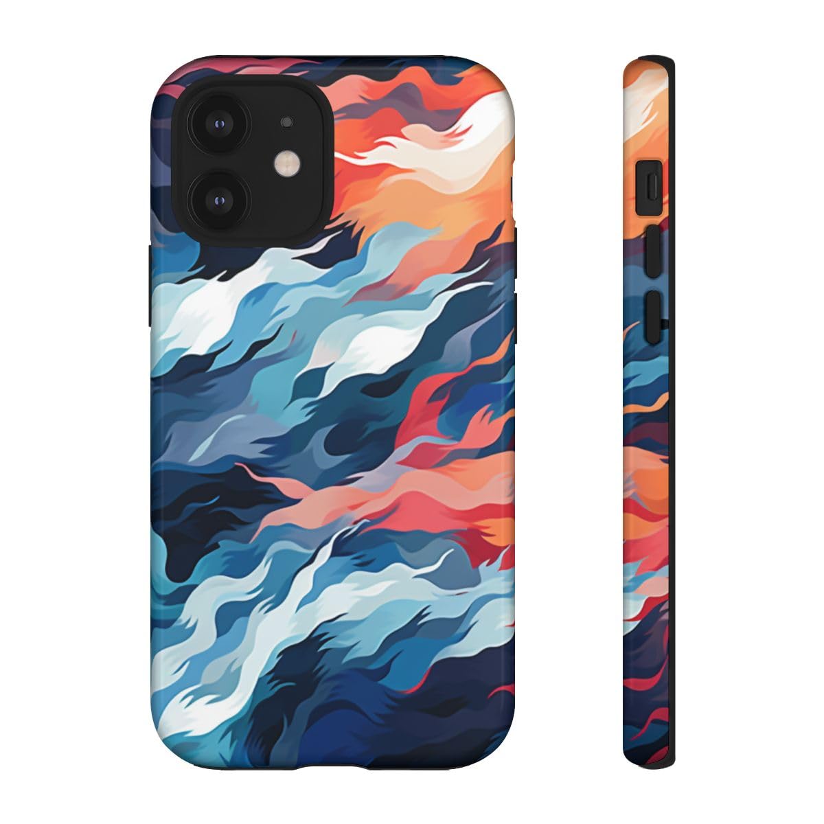 Coque rigide brillante iPhone 12 motif abstrait vagues fluides - 2