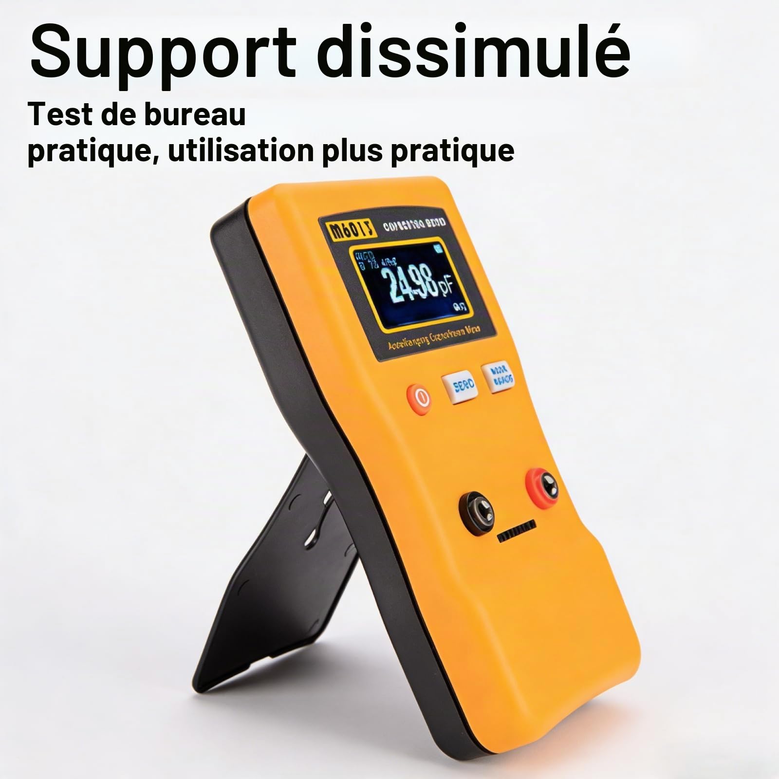 Capacimetre Capacitance Testeur, M6013 0,01pf à 470mf Capacimètre Testeur De Condensateur Capacimètre à Plage Automatique Testeur De Capacité Portable Avec 2 Clips De Test