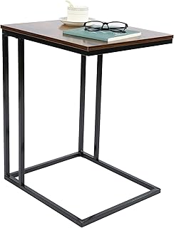 COZYFUN C Shaped End Table,Small Side Table, Couch Side Table for Living Room,Sofa,Couch Bedroom Brown,Rustic Brown