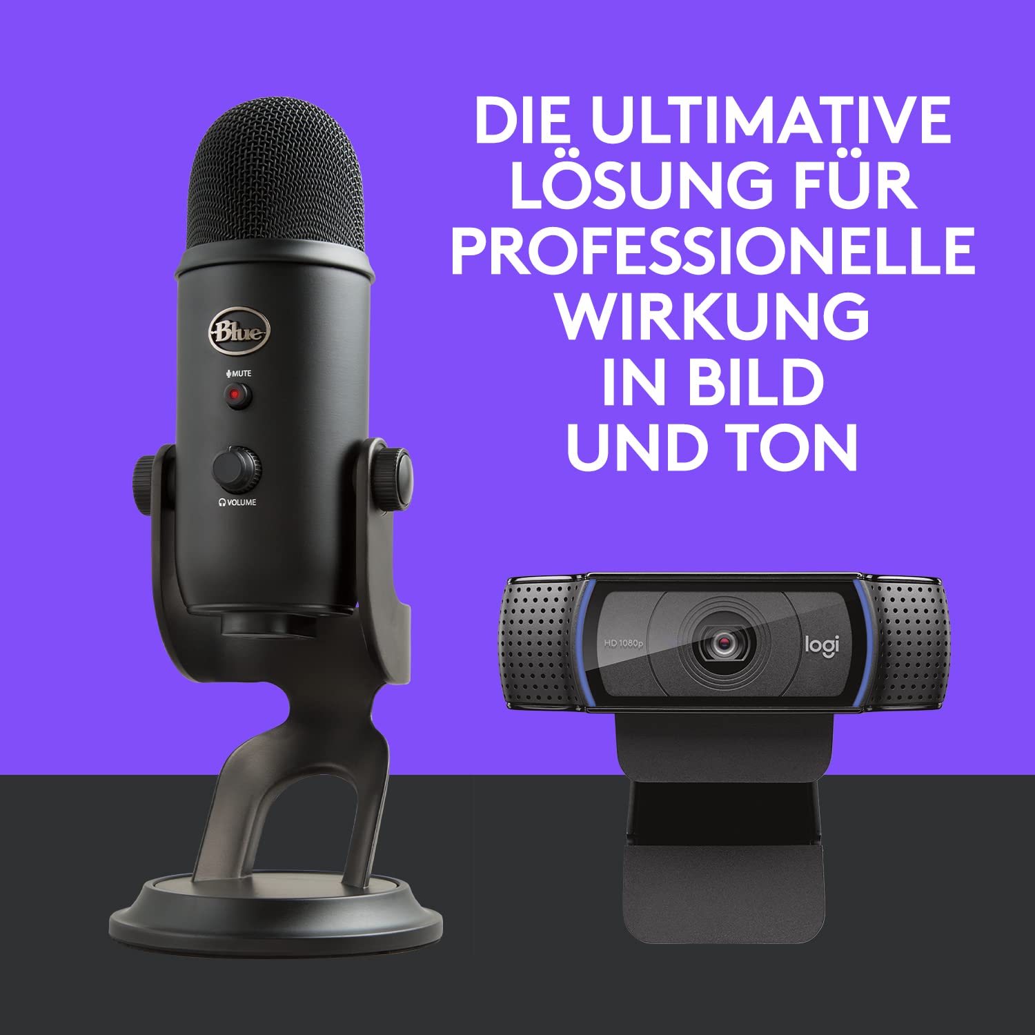 Blue Microphones Yeti und Logitech C920 HD Pro – Webcam-Mikrofon-Set für eine professionelle Präsentation in Bild und Ton für Videokonferenzen, die Arbeit zu Hause, Zoom, PC und Mac