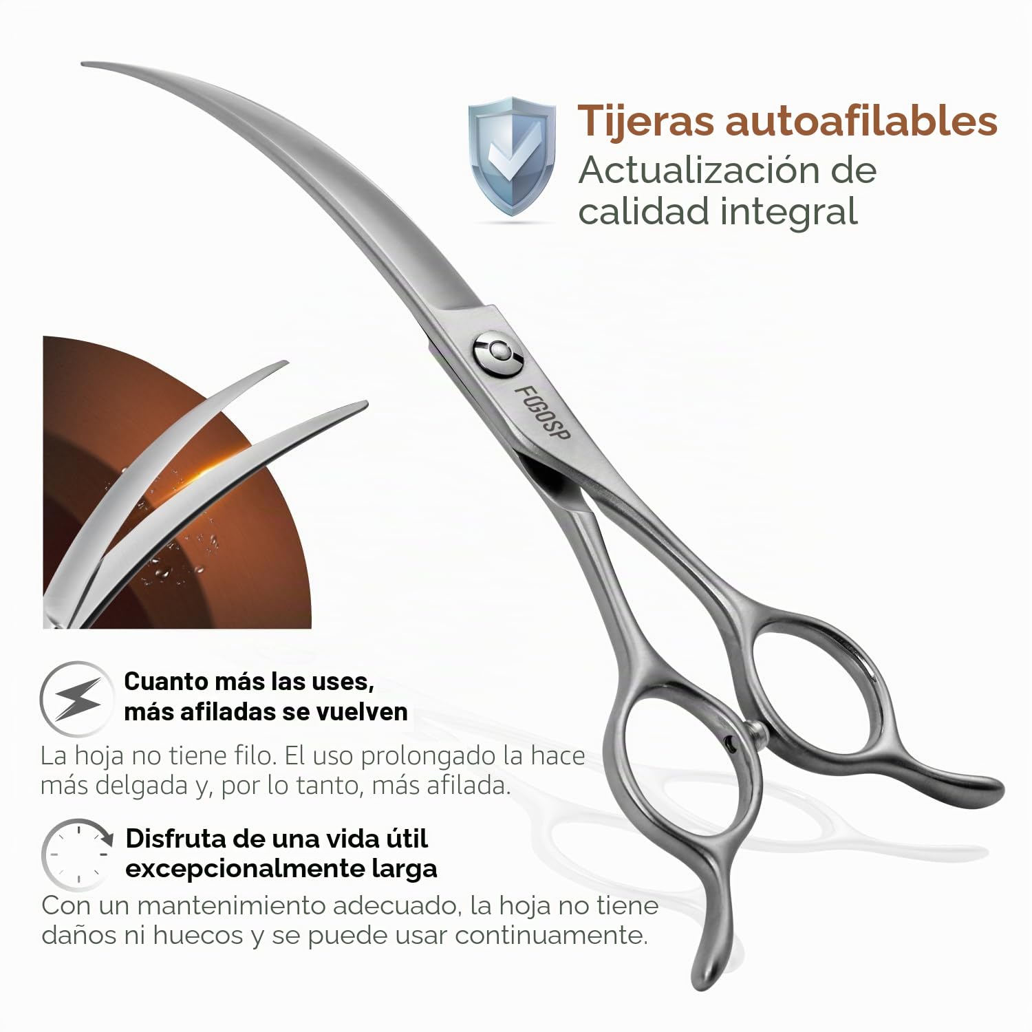Tijeras de aseo curvadas profesionales de 45° para perros, tijeras curvadas de arco grande de 7.5 pulgadas, para peluquero profesional, Japón VG10, acero de alto carbono, para mano derecha mate