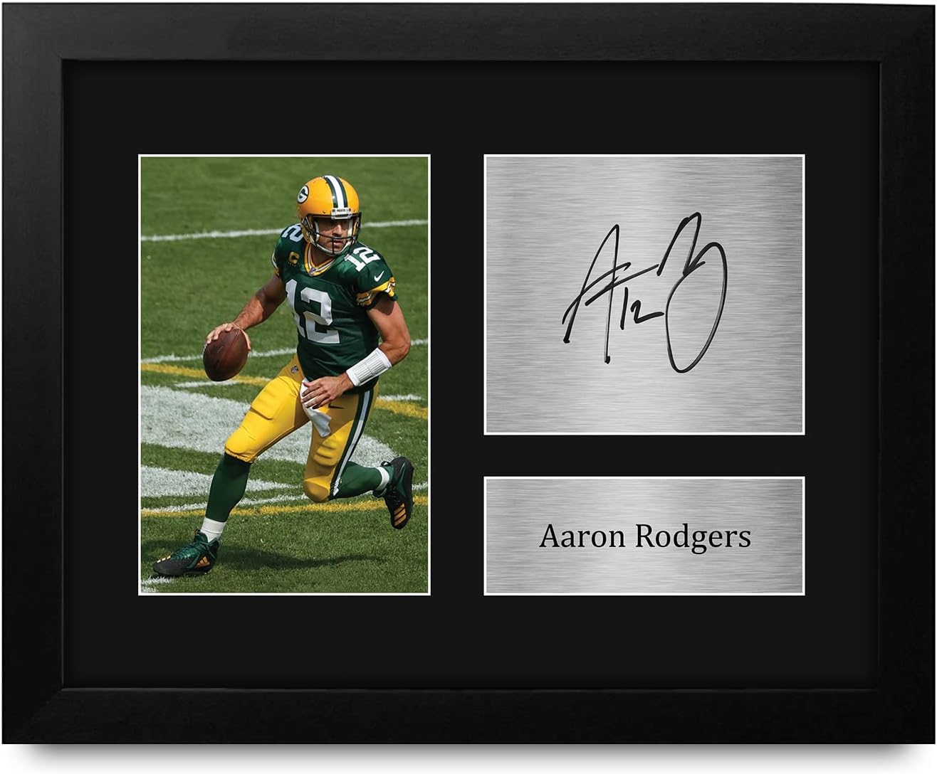 HWC Trading Aaron Rodgers USL Framed Signed Printed Gifts Signed Printed Print Photo Picture Display for National Football League Fans - US Letter Size