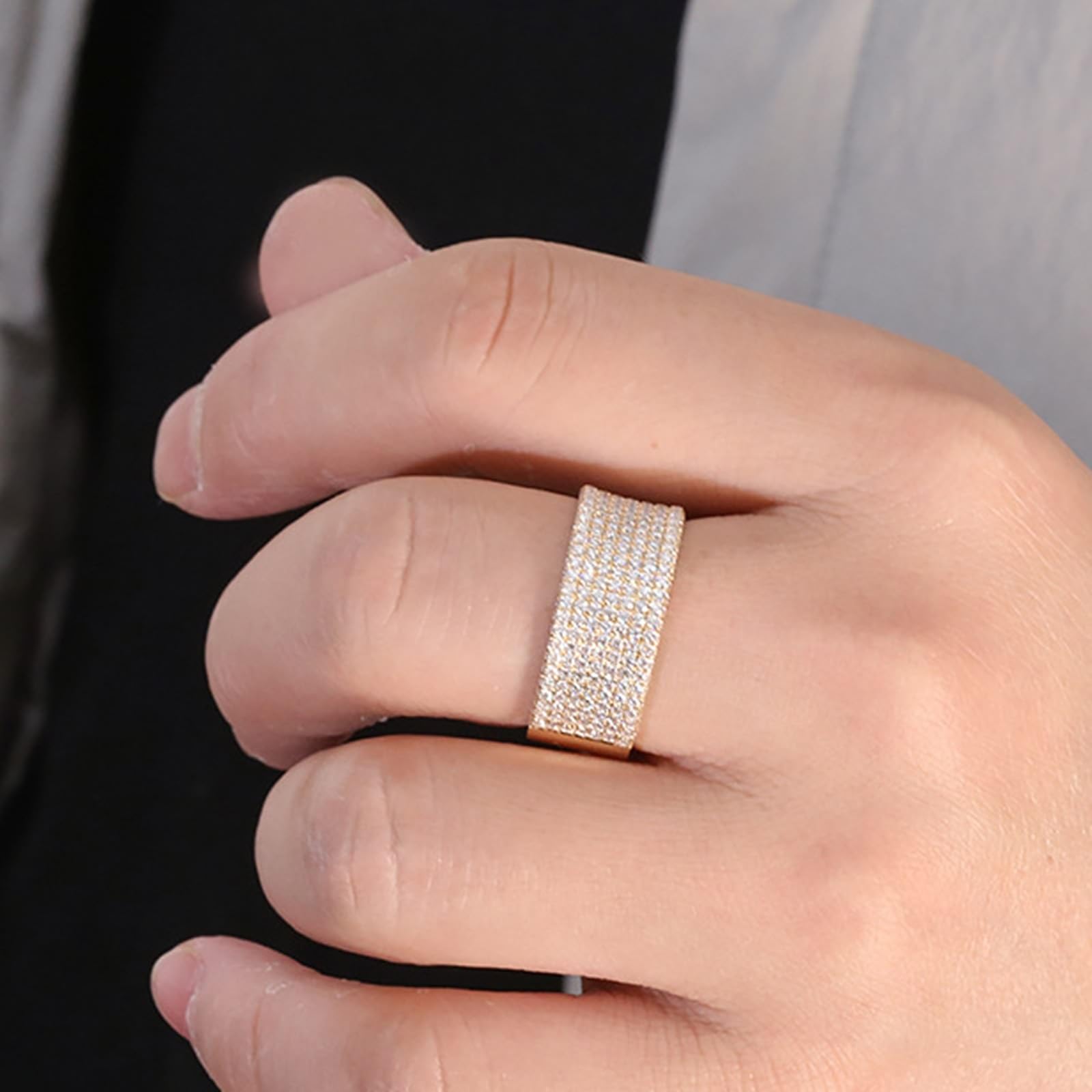 Anillo de oro amarillo de 14 K/18 K para mujer, anillos a juego anillo ancho anillos mujeres