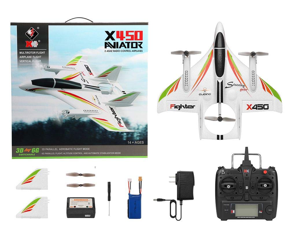 XK X450 Flugzeug RC Ferngesteuerter Flieger, Drohne, Senkrechtstarter mit 2.4 Ghz Steurrung, RTF