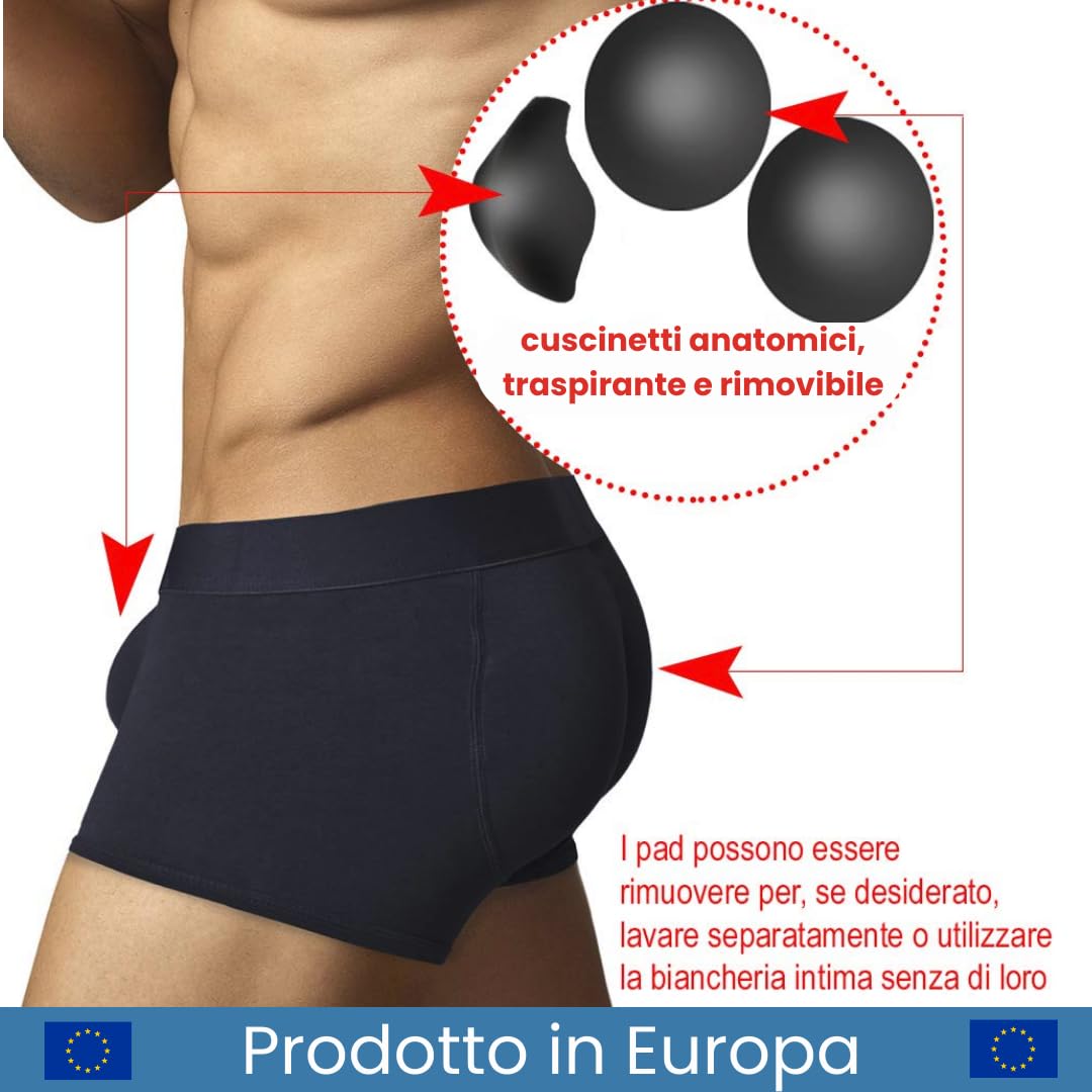 ARIUS Mutande con Cuscinetti con Imbottitura Posteriore e Imbottitura Frontale, per Aumentare Il Volume e Le Dimensioni dei Glutei e Dare Volume e Dare Una Forma Arrotondata agli attributi Maschili
