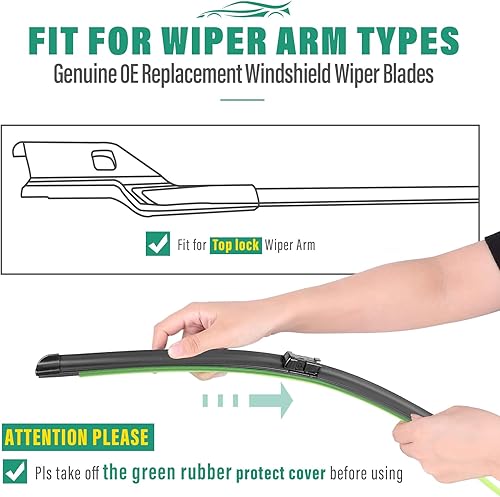 Miniatura 8 de Limpiaparabrisas para Chevrolet Silverado GMC Sierra OE 2014-2018, repuesto para todas las estaciones, bloqueo superior, 22 + 22 pulgadas