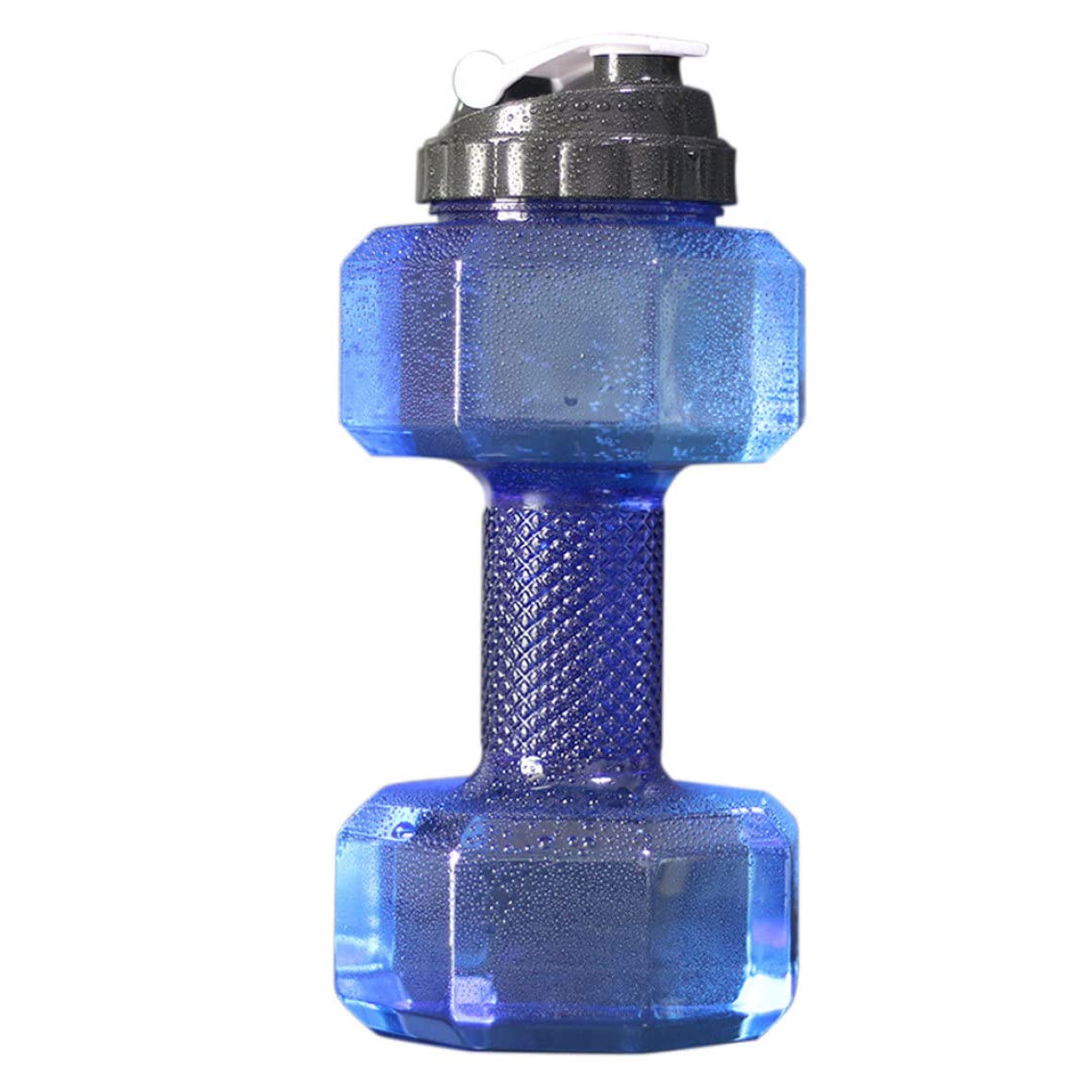 Hperu 2.2L Weight Water Bottle, Dumbbell Shaped Water Container with Leak Proof Lid Blue Half Gallon Bottle