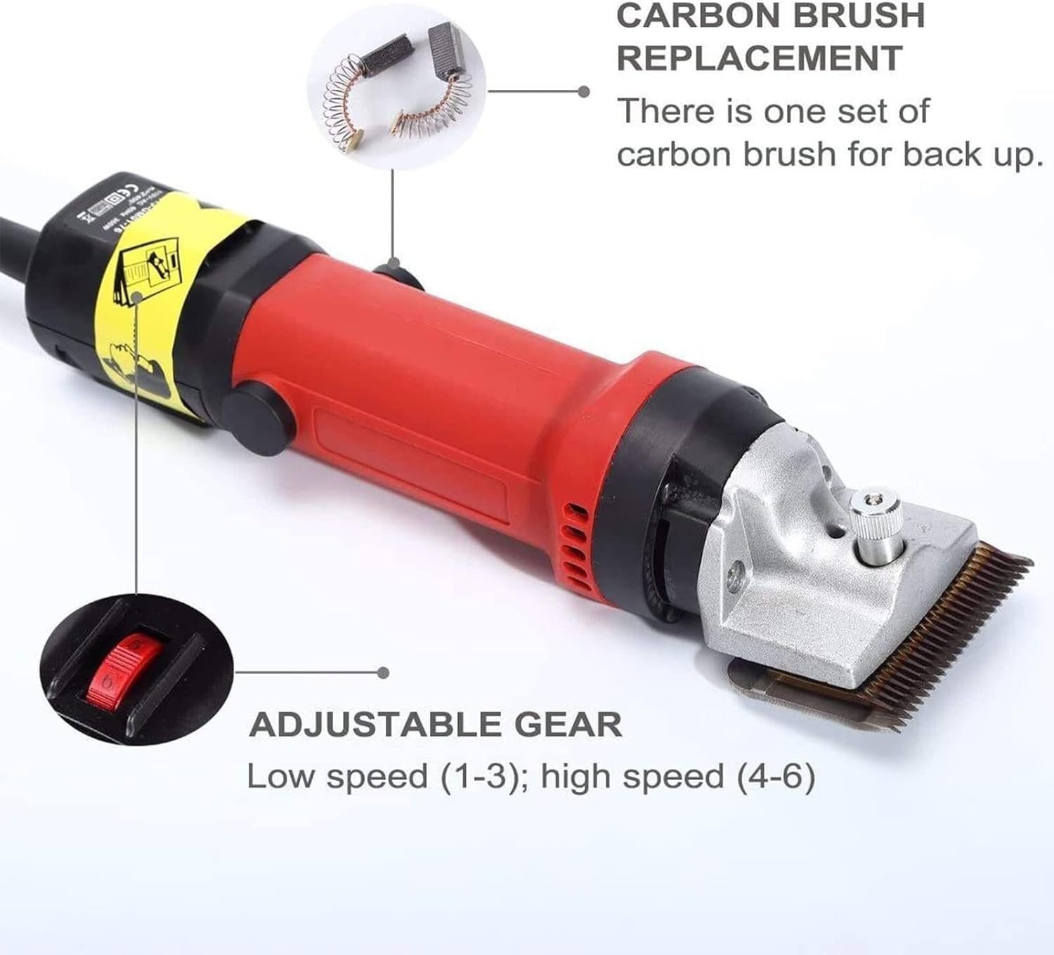 Horse Pet Trimmers with Tool Box,Professional Equine Trimmer, Livestock Electric Clipper for Wool in Sheep, Goats, Cattle, and Other Farm Livestock Pet (Color : Red, Size : 220V)